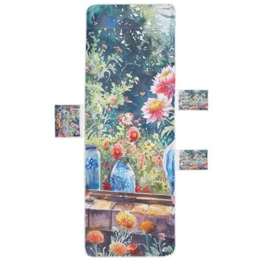 Imagem de STAYTOP Linda capa de toalha de cadeira de sala de estar com flores, capa de espreguiçadeira macia, capas de cadeira de praia com bolsos para jardim ao ar livre, pátio, pátio, banhos de sol, gramado