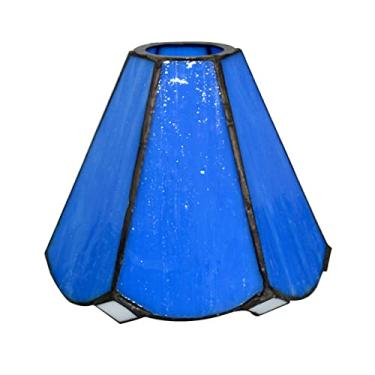 Imagem de Cúpula de abajur estilo Tiffany de 6 polegadas (15 cm), modelo barroco simples com vitral, para luminárias pendentes, de teto e de parede, na cor azul.