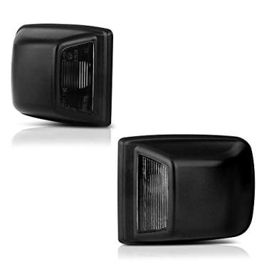 Imagem de VIPMOTOZ Moldura preta para placa de carro de substituição para montagem da lâmpada do para-choque traseiro para 2005-2006 compatível com caminhonete Nissan Frontier, conjunto de 2 peças do lado do