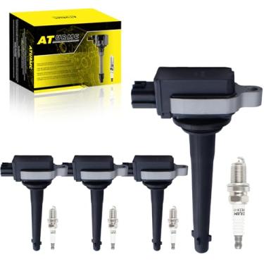 Imagem de ATURMC Conjunto de 4 bobinas de ignição UF591 5C1075 C651 CUF246 C246 e velas de ignição irídio compatíveis com Nissan 2007 2008 2009 Sentra 2.0L L4