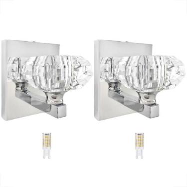 Imagem de Kit 2 Arandela Cristal Cromado Cindy Banheiro Bet41 + Led - Acienda