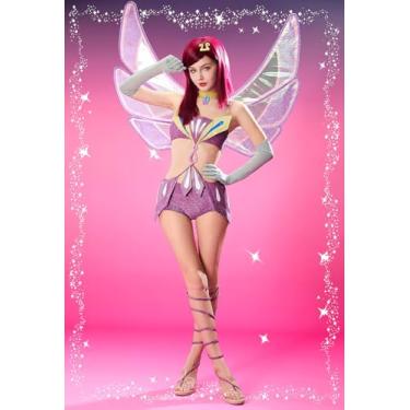 Imagem de Micotaku Winx Club Enchantix Tecna Fantasia feminina cosplay com asas, Roxa, G