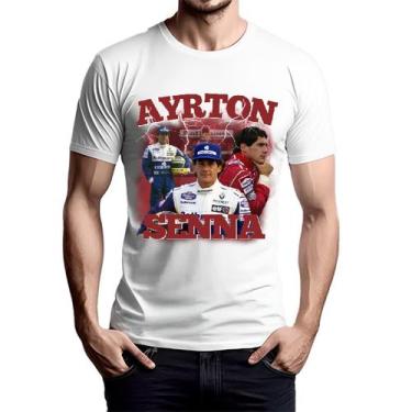 Imagem de Camisa Ayrton Senna Camiseta Masculina Verão Dia a Dia Reforçada 100% 