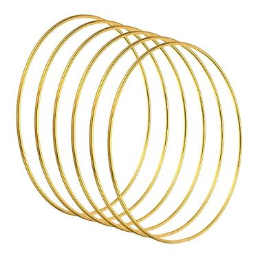 Imagem de Generic Anéis de apanhador de sonhos de 15 cm, 6 peças de guirlanda de macramê de metal floral redondo para decoração de Natal, casa, carro, faça você mesmo, artesanato, casamento, decoração de parede