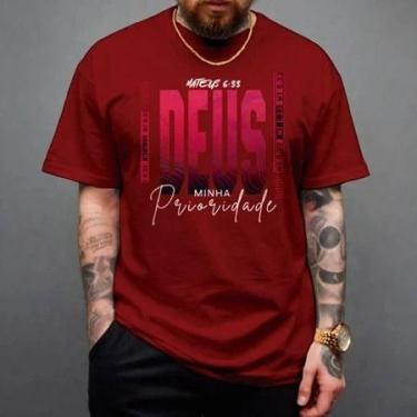 Imagem de Camiseta Jesus Vive Deus Prioridade Camisa 100% Algodão Blessed, g, Ve