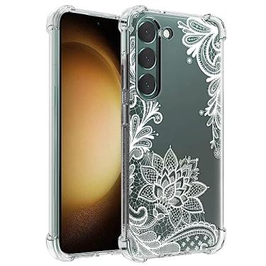Imagem de Ueokeird Capa de telefone para Galaxy S23 Plus, capa para Samsung S23+ SM-S916U para meninas e mulheres, capa protetora fina à prova de choque transparente com estampa floral macia flexível TPU para