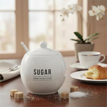 Imagem de Açucareiro com Colher em Porcelana Manhattan Branco 350ml