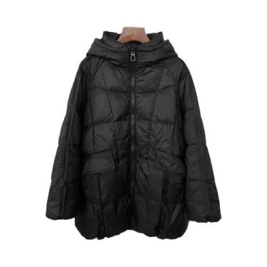 Imagem de Jaqueta Feminina plus Size Com Capuz De Plumas De Pato Brancas, Casaco