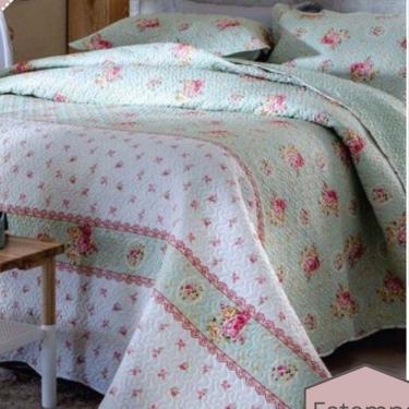 Imagem de Kit Cobre Leito Colcha Daily Queen 3 Peças Dupla Face Estampado - Floral 58 - 100% Poliéster