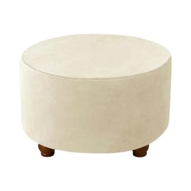 Imagem de Capa De Veludo Macio Para Puff Redondo, Capa Elástica Para Apoio De Pé