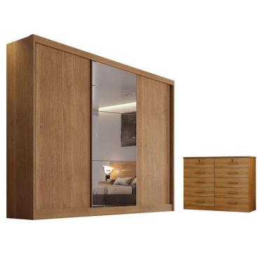 Imagem de Guarda Roupa Casal Duna E Gaveteiro Milão Com Chave Cumaru 23 - Novo Horizonte