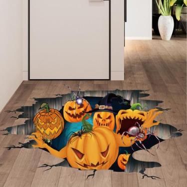 Imagem de Adesivos de parede Halloween Pumpkin 3D Broken Wall Spider PVC - yiwei