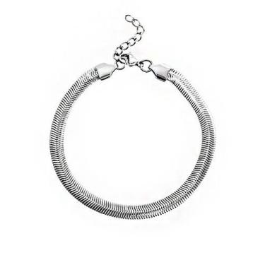 Imagem de Pulseira de aço inoxidável Flat Snake Bone para homens e mulheres - yi