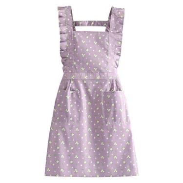 Imagem de Avental floral com babado de poliéster impermeável para mulheres - Yiw