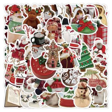 Imagem de Pacote de adesivos de Natal vintage, 50 unidades de Papai Noel retrô -