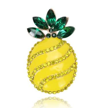 Imagem de Broche Pin Elegant Abacaxi com folhas de cristal verde - yiweisai