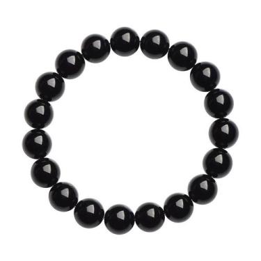 Imagem de Pulseiras de obsidiana natural de 10 mm para homens e mulheres - yiwei