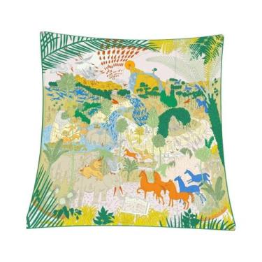 Imagem de Lenço de Seda 90x90cm - Xale com Estampa Animal para Praia e Proteção 