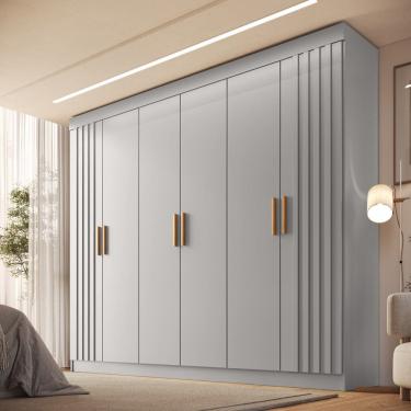 Imagem de Guarda Roupa Casal Ripado 6 Portas com Pes Siena Faimec