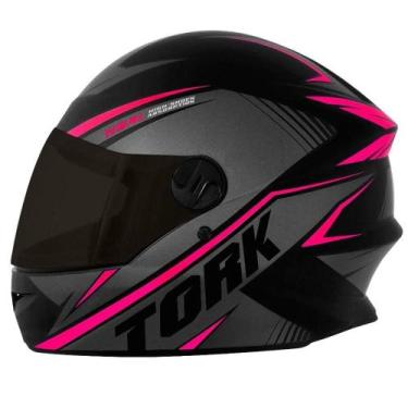Imagem de Capacete Moto Fechado Pro Tork R8 Viseira Fumê, Preto/Rosa, 58