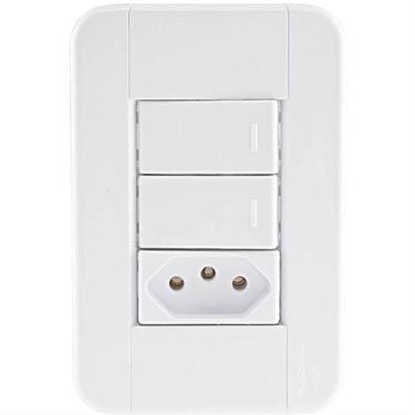 Imagem de Interruptor Duplo 4x2 C/ 2 Teclas E 1 Tomada 2p+t Tablet Branco Tramontina No Voltagev