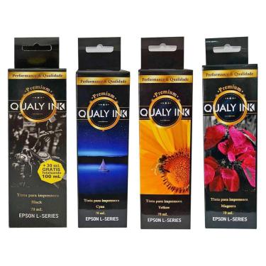 Imagem de Kit Tinta Qualy-Ink Compatível Com Série 664 504 544 4X100Ml