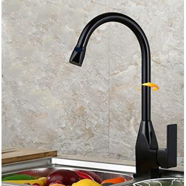 Imagem de Torneira de cozinha, torneira misturadora de cozinha rotação de 360 ​​°, torneira de cozinha de pia de alta pressão em design elegante, preto/dourado/azul/cinza/cromo, preto, china