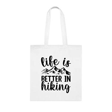 Imagem de Life Is Better In Hiking Tote Bag, Funny Hiking Gift Bag, Hiking Shoulder Bag Caminhadas, Caminhadas Reutilizáveis, Cesta de Natal de Aniversário, Ideia de Presente de Mordaça de Cesta,