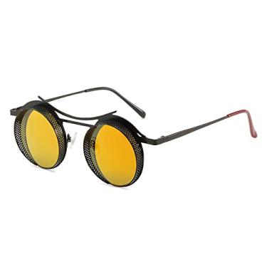 Imagem de Design Steampunk Óculos de Sol Masculino Feminino Retro Gótico Redondo Óculos Masculino Moda Metal Óculos de Condução UV400,C6 Preto Amarelo, OUTRO