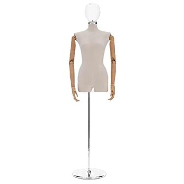 Imagem de Female Mannequin Torso Torso de manequim de busto feminino em forma de vestido, manequins de meio corpo de altura ajustável, adereços de modelo de loja de noivas para exibição realista de roupas (Col