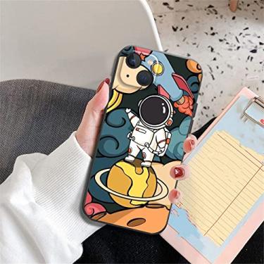 Imagem de Space Star Astronaut Cute Case For iPhone 11 13 12 Pro Max XR X XS Max 8 7 6 6S Plus silicone macio Black Phone Cover Capa,A00192,For iPhone 13