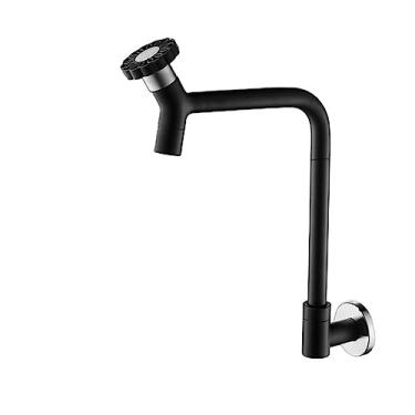 Imagem de Torneiras de máquina de lavar de montagem em parede de aço inoxidável preto para banheiro Esfregão de canto para piscina Torneira pequena para jardim ao ar livre Torneira de água fria, 38006