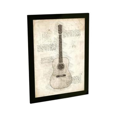 Imagem de Quadro Decorativo A3 Violão Clássico Instrumento Musical Projeto Retro Poster