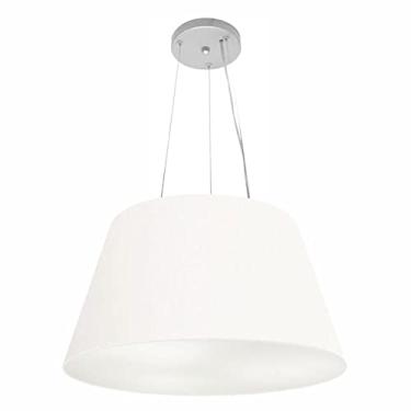 Imagem de Lustre Pendente Cone Cúpula Tecido 30/50x35 cm, Vivare Iluminação, Pendente4141 BR, Branco, Médio