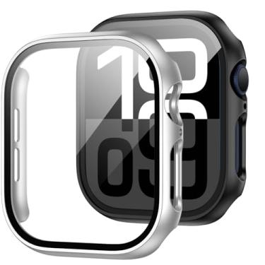 Imagem de JZK Pacote com 2 capas com protetor de tela de vidro temperado para Apple Watch Series 11 (2025) Series 10 42 mm, Slim Guard cobertura total capa protetora de PC rígida HD ultrafina para iWatch 11/10