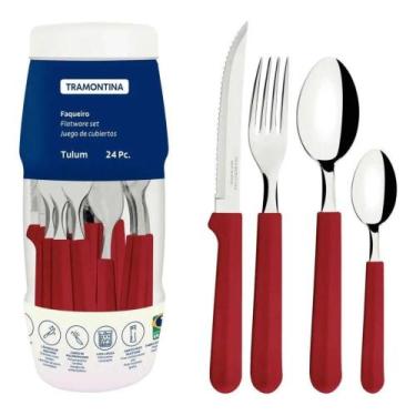 Imagem de Faqueiro Inox 24peças Tulum Vermelho - Tramontina