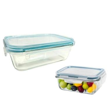 Imagem de Pote Travessa de Vidro com Tampa Hermético Retangular 640ml - AD Impor