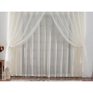 Imagem de Cortina Voil 2,6mx3m Forro Seda Amassada Trilho Suiço Duplo - Chrisney