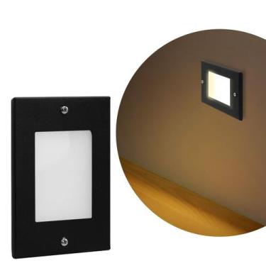Imagem de Balizador de Embutir Escada Parede Preto 4x2 Alumínio - Iluminar Ambie
