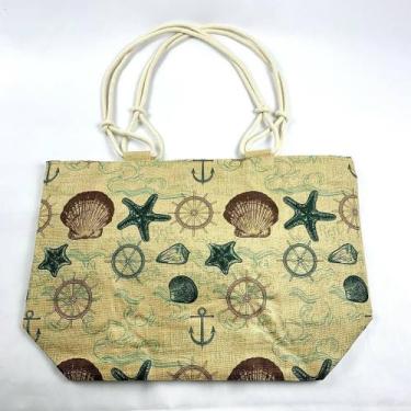 Imagem de Bolsa Feminina De Praia Sacola Grande Com Forro Fundo Do Mar Oceano - 