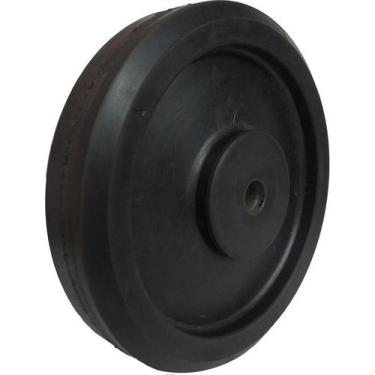Imagem de Roda em Borracha Maciça 9" Furo Passante p/ Carrinho Armazém Eixo 3/4"