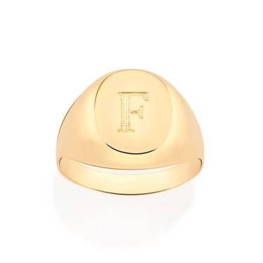Imagem de Anel Rommanel Letras Folheado a Ouro 513316, Dourado, 18