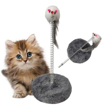 Imagem de Arranhador Gato Pet Ratinho Guizo Mola Felino Brinquedo Interativo Mac