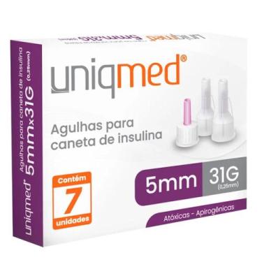 Imagem de 5mm x 31g agulhas para caneta de insulina c/7 un - UNIQMED
