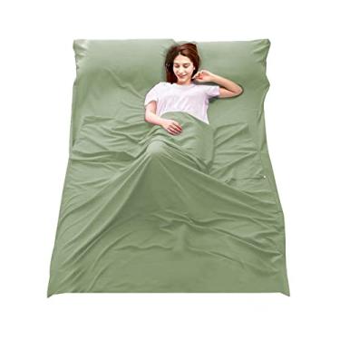 Imagem de Sacos compactos de hotel respiráveis e leves para cama de viagem de acampamento para casa saco de dormir, Verde, 63*82.7in