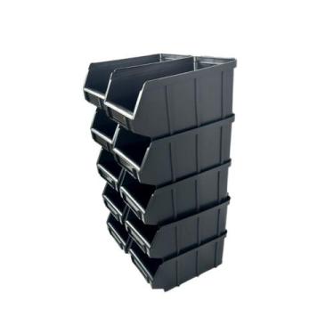 Imagem de Kit 10 Gaveteiro Bin N 04 Caixa Organizadora Resistente - Magus, Preto