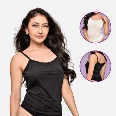 Imagem de Kit 2 Blusa Regata Segunda Pele Impllus Alça Fina Conforto, G, Pto, Of