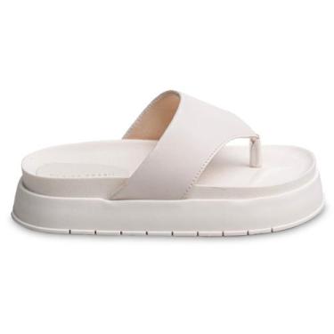 Imagem de Sandalia Feminina Flat Plataforma Com Tiras Largas Chinelo - JG, Off w