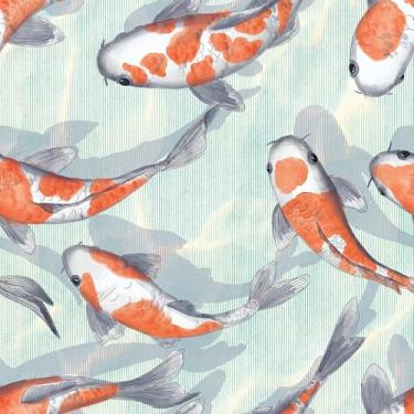 Imagem de WALLDMAN Papel de parede descasque e cole peixes aquáticos Koi - papel de parede não tecido, autoadesivo - papel de contato para armários e gavetas