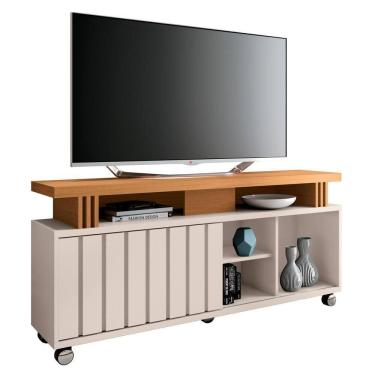 Imagem de Rack Para Sala Bancada De 50 Pol. 136cm Briz H01 Off White-cinamomo - Mpozenato